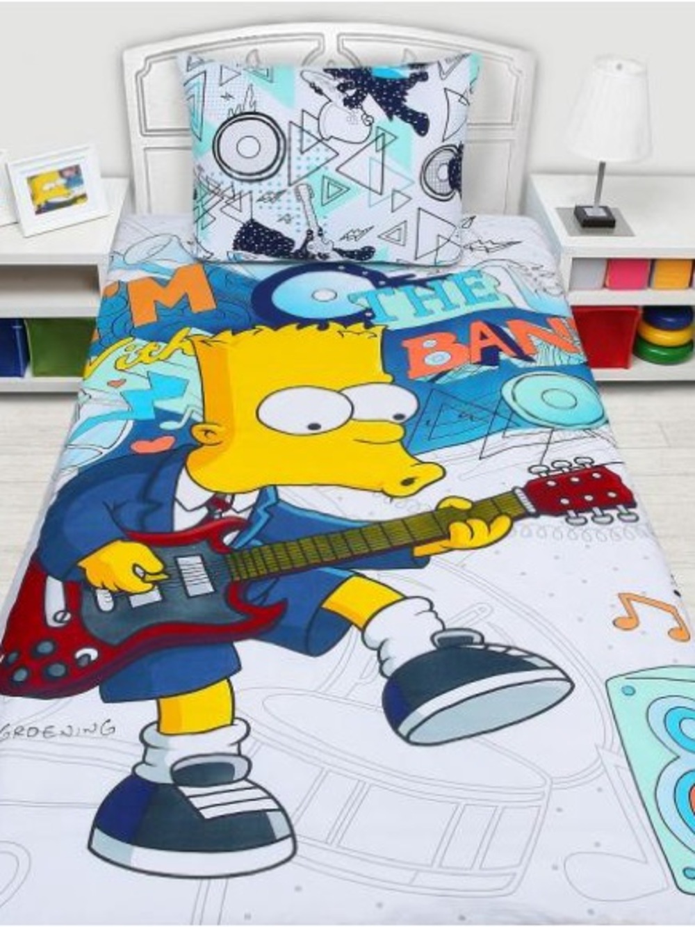 The Simpsons “I’m With The Band” Twin Duvet Cover Rare Bart Simpson Rock Guitar